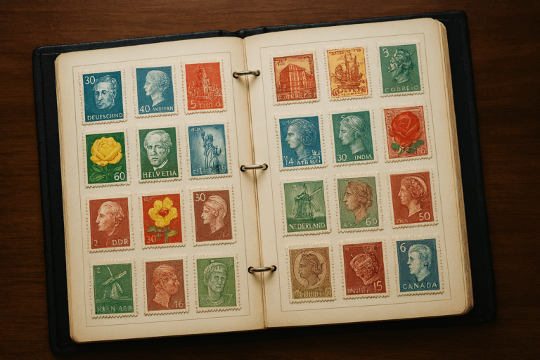 klaser ze znaczkami pocztowymi